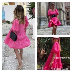 H&M puff sleeve poplin dress